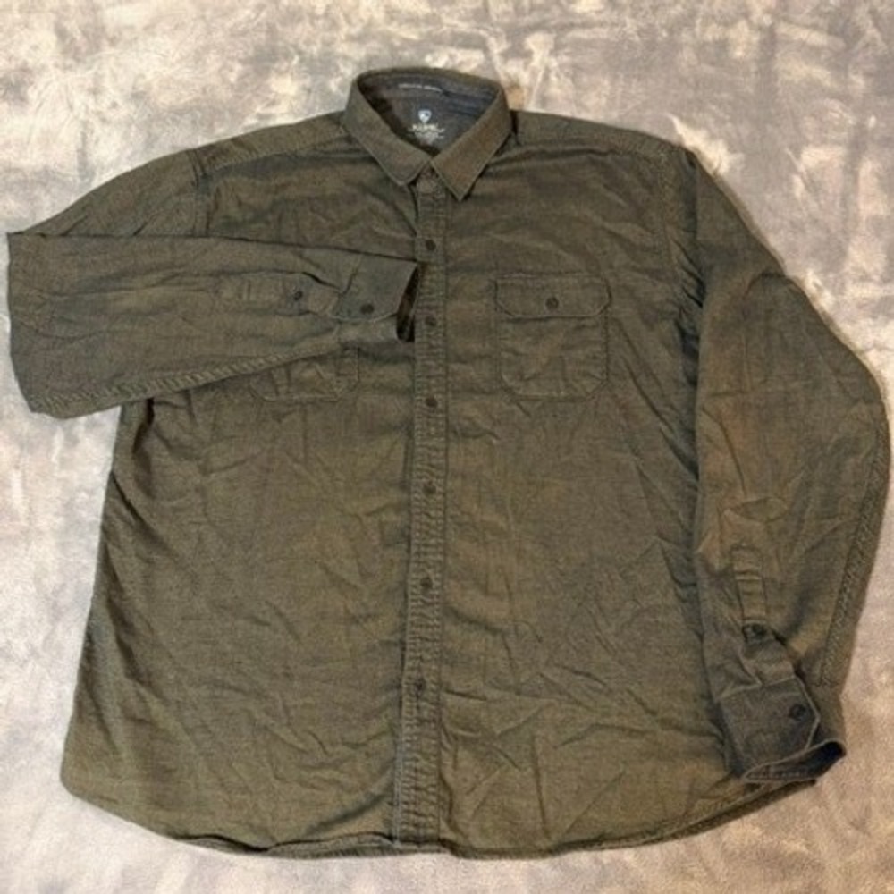 Kuhl Mens XXL Charcoal Gray Cotton Tencel Long Sleeve Button Down Shirt 108846